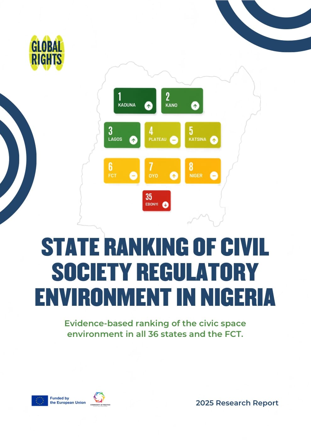 Cover of the 2025 State Ranking of Civil Society Regulatory Environment in Nigeria.
