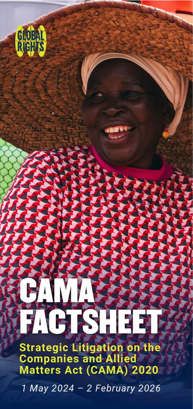 Cover of CAMA Factsheet: Strategic Litigation on the Companies and Allied Matters Act (CAMA) 2020.