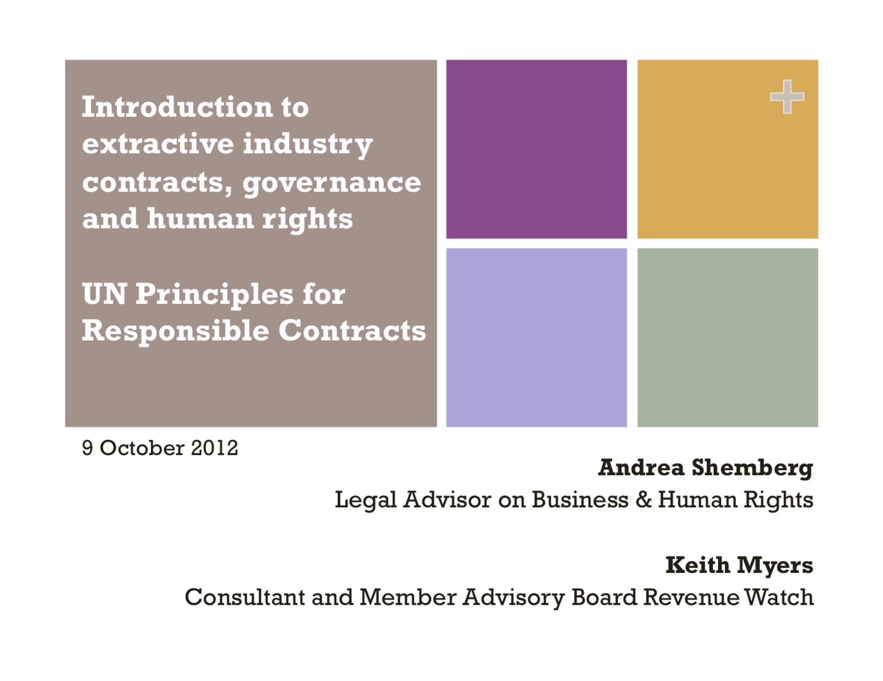 Cover of Introduction to extractive industry contracts, governance and human rights.