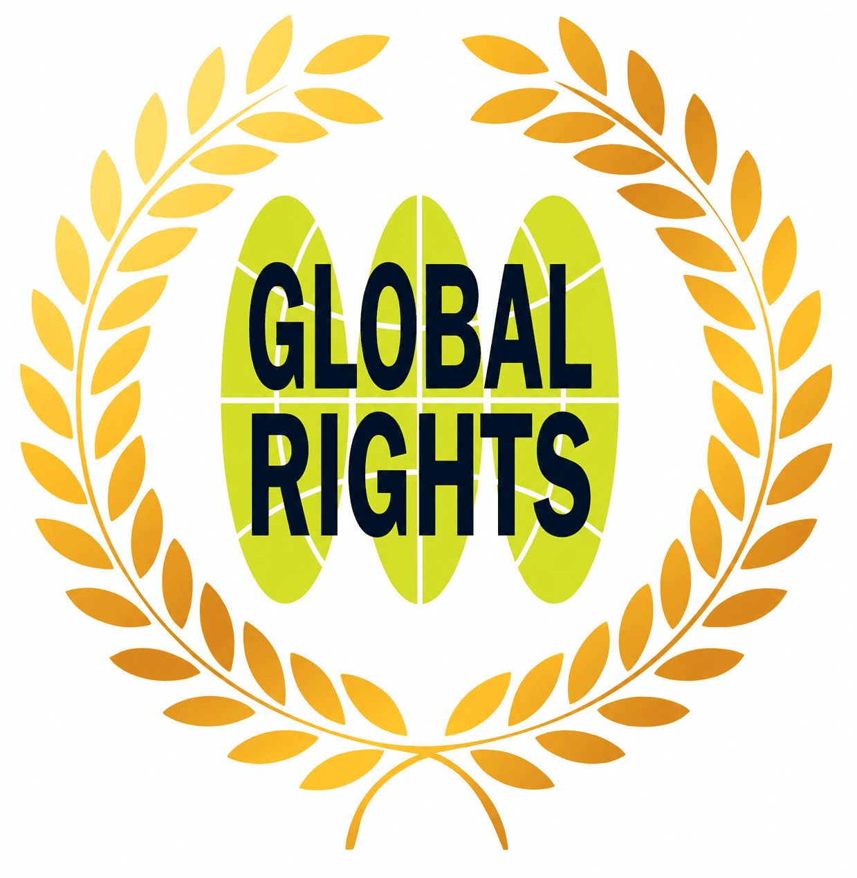 The Global Rights emblem: the organisation's name over a globe, encircled by a laurel wreath.